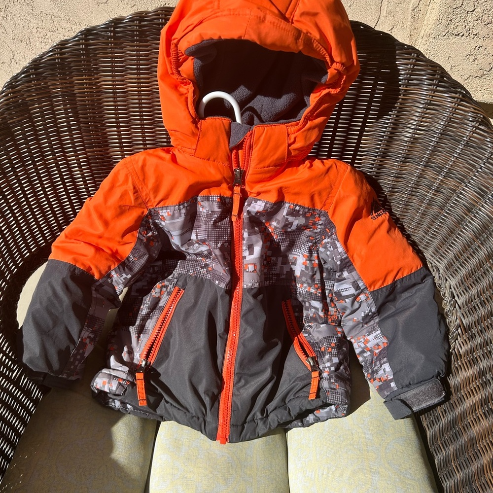 Snozu Kids Puffer Jacket - Orange and Gray - Picture 2 of 5